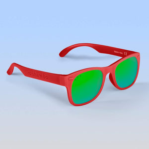 ro•sham•bo eyewear Bayside S/M / Polarized Mirrored (Green) Lens / Red Frame McFly Shades | Adult