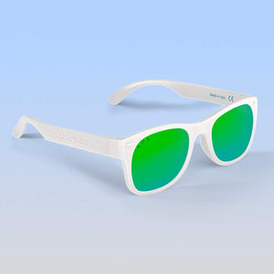 ro•sham•bo eyewear Bayside S/M / Polarized Mirrored (Green) Lens / White Frame Ice Ice Baby Shades | Adult