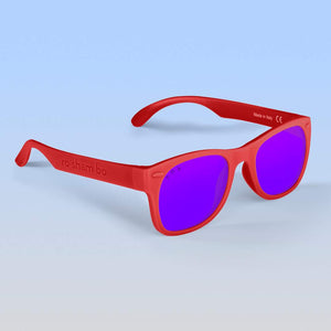ro•sham•bo eyewear Bayside S/M / Polarized Mirrored (Purple) Lens / Red Frame McFly Shades | Adult