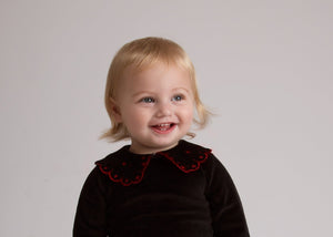 Cadeau Baby Black Embroiled Round Collar Footie by Cadeau Baby