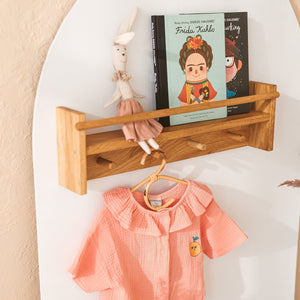 minicamp Bookcases & Standing Shelves Minicamp Floating Kids Bookshelf With Coat Hooks Made Of Solid Oak