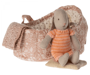 Maileg USA Bunny Bunny in Carry Cot, Micro - Peach