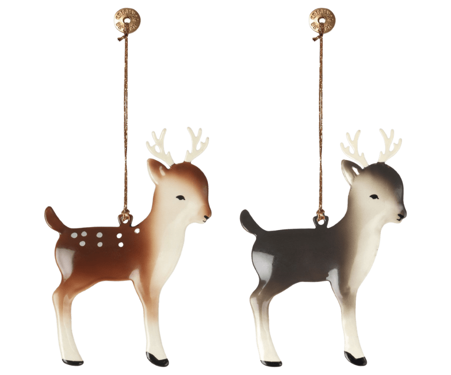 Maileg USA Christmas Metal Ornaments, 2 pack - Reindeer