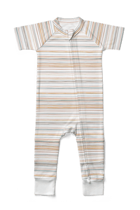 goumikids Clothes S/S ZIPPER ONEPIECE | BOARDWALK STRIPE by goumikids