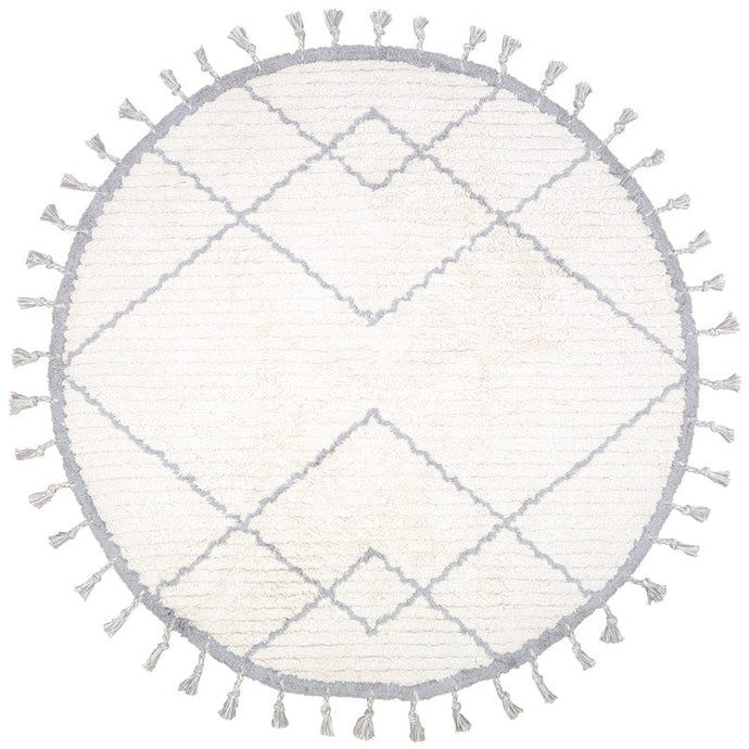 nattiot-shop-america Coton ≈ 3’ 11’’ x 3’ 11’’ Nattiot CÔME NATURAL GRAY round children's rug