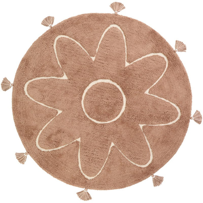 nattiot-shop-america Coton ≈ 3’ 7’’ x 3’ 7’’ YVA bohemian children's rug with pompoms