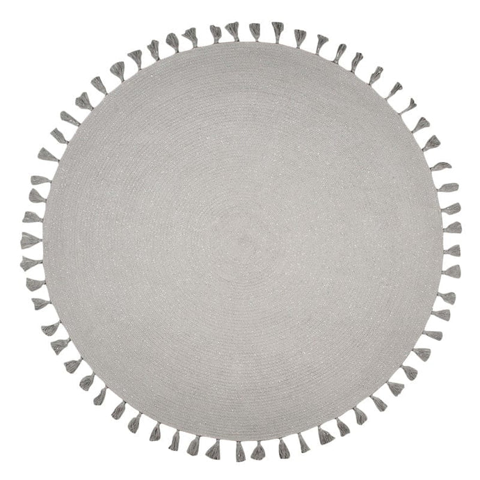 nattiot-shop-america Coton ≈ 4’ 7’’ X 4’ 7’’ Nattiot JOSEPHINE silver gray rug with tassels