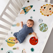 Load image into Gallery viewer, Rookie Humans Crib Sheet &amp; Swaddle Crib sheet and Swaddle bundle - Space Explorer