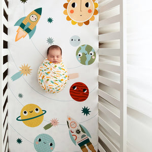 Rookie Humans Crib Sheet & Swaddle Crib sheet and Swaddle bundle - Space Explorer