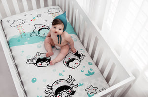 Rookie Humans Crib sheets Organic US Standard crib size Dive In Organic Standard Size Crib Sheet