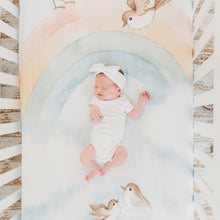 Load image into Gallery viewer, Rookie Humans Crib sheets US Standard crib size Rainbow and Birds Standard Size Crib Sheet