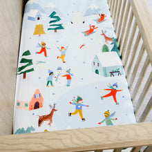 Load image into Gallery viewer, Rookie Humans Crib sheets US Standard crib size Snowy Day Standard Size Crib Sheet