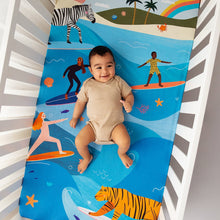 Load image into Gallery viewer, Rookie Humans Crib sheets US Standard crib size Surfing Safari Standard Size Crib Sheet