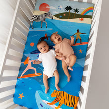 Load image into Gallery viewer, Rookie Humans Crib sheets US Standard crib size Surfing Safari Standard Size Crib Sheet