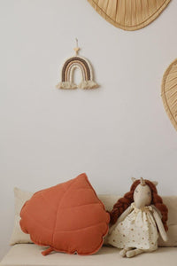 moimili.us Cushion Linen “Papaya” Leaf Pillow