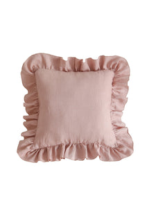 moimili.us Cushion Linen “Powder Pink” Pillow with Frill