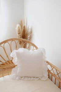 moimili.us Cushion Linen “White” Pillow with Frill