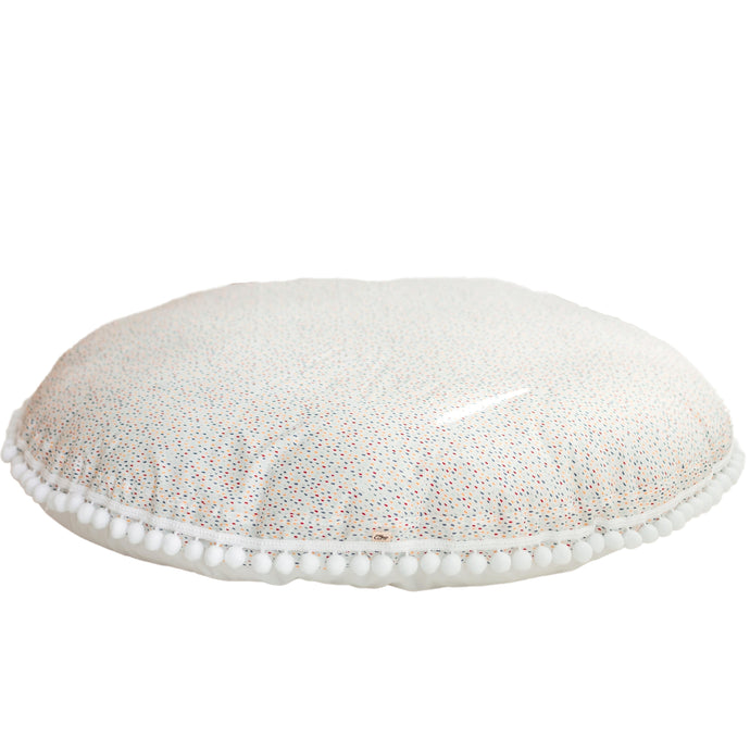 minicamp Cushion Minicamp Big Floor Cushion With Pompoms In Colour Drops On White