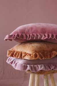 moimili.us Cushion Moi Mili “Caramel” Soft Velvet Pillow with Frill