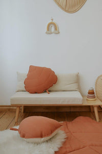 moimili.us Cushion Moi Mili Linen “Papaya” Leaf Pillow
