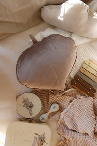 moimili.us Cushion Velvet “Dark Beige” Leaf Pillow