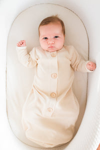 Design Dua. Design Dua Organic Newborn Knotted Gown - Pearl