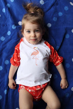 Load image into Gallery viewer, Beau &amp; Belle Littles Flamingo Baby Rash Guard, Sun Protective Swim Shirt (Sizes 6M–5T) by Beau &amp; Belle Littles