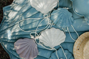 moimili.us Garland Moi Mili Linen “Dirty Blue” Garland with Shells