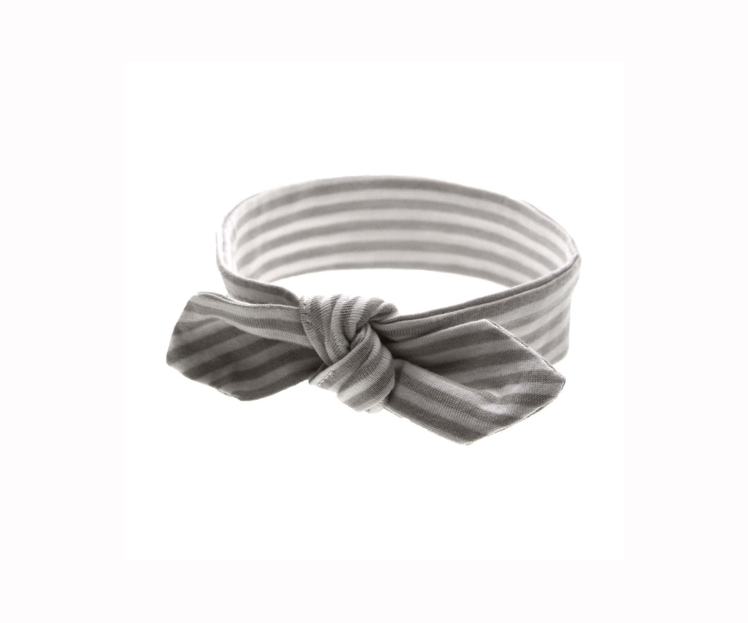 embé® Grey Stripes / Newborn (6-14lbs) Bow Headband by embé®