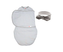 Load image into Gallery viewer, embé® Grey Stripes / Newborn (6-14lbs) Headband and Starter Swaddle Original Bundle by embé®