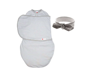 embé® Grey Stripes / Newborn (6-14lbs) Headband and Starter Swaddle Original Bundle by embé®