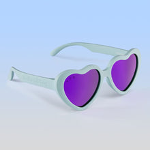 Load image into Gallery viewer, ro•sham•bo eyewear Hot Sundae Polarized Mirrored (Purple) Lens / Aqua Frame Splash Hearts | Toddler