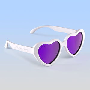 ro•sham•bo eyewear Hot Sundae Polarized Mirrored (Purple) Lens / White Frame Ice Ice Baby Hearts | Junior