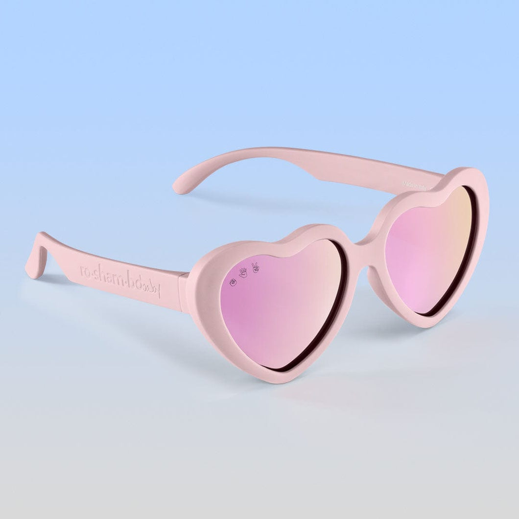 ro•sham•bo eyewear Hot Sundae Polarized Mirrored (Rose Gold) Lens / Peach Frame Topanga Hearts | Junior