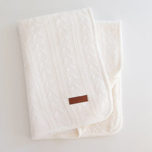Design Dua. Ivory Design Dua Cozy Cable Knit Stroller Blanket