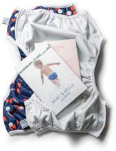 Load image into Gallery viewer, Beau &amp; Belle Littles L/E Lauren Holiday Summer Cherry Bomb Print Nageuret Swim Diaper - 100% Proceeds to CF Foundation by Beau &amp; Belle Littles