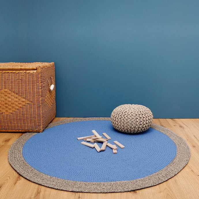 nattiot-shop-america Laine ≈ 3’ 11’’ x 3’ 11’’ Nattiot NOLAN BLUE braided wool children's rug