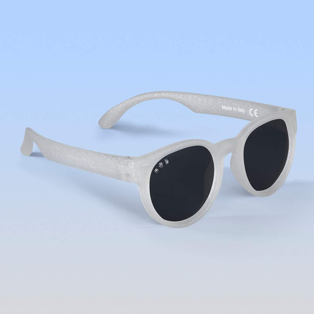 ro•sham•bo eyewear Malibu Sands Polarized Grey Lens / Silver Glitter Frame Starlite Rounds | Junior