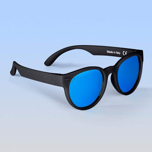 ro•sham•bo eyewear Malibu Sands Polarized Mirrored (Blue) Lens / Black Frame Bueller Rounds | Junior