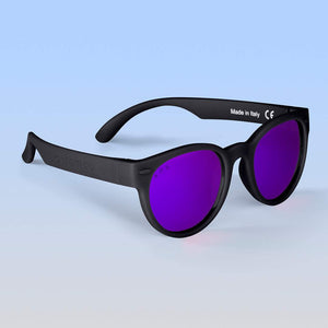 ro•sham•bo eyewear Malibu Sands Polarized Mirrored (Purple) Lens / Black Frame Bueller Rounds | Toddler