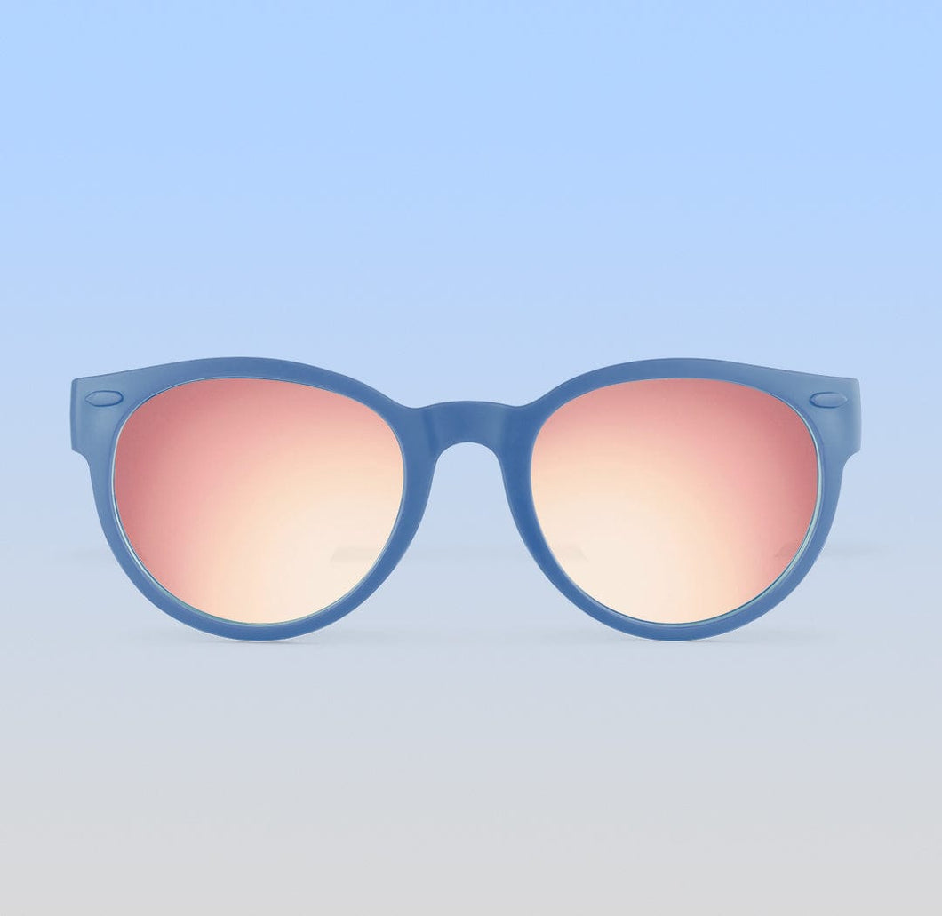 ro•sham•bo eyewear Malibu Sands Polarized Mirrored (Rose Gold) Lens / Cloudy Blue Frame Skywalker Rounds | Baby