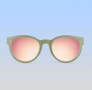 ro•sham•bo eyewear Malibu Sands Polarized Mirrored (Rose Gold) Lens / Sage Green Frame Zelda Rounds | Baby