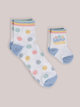 Load image into Gallery viewer, JuJuBe Mama&amp; Me Sock Sets JuJuBe Mama &amp; Me Socks -  Happy Baby Vibes