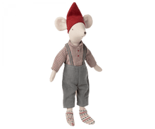Load image into Gallery viewer, Maileg USA Mice Medium Christmas Mouse, Boy - Overalls
