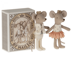 Maileg USA Mice Royal Twins in Box, Little Brother and Sister - Rose