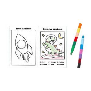 OOLY Mini Traveler Coloring and Activity Kit - Dinosaurs in Space by OOLY