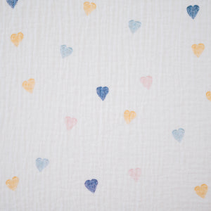 Design Dua. Multi Hearts Design Dua Waterproof Cotton Crib Sheet - Muslin Hearts