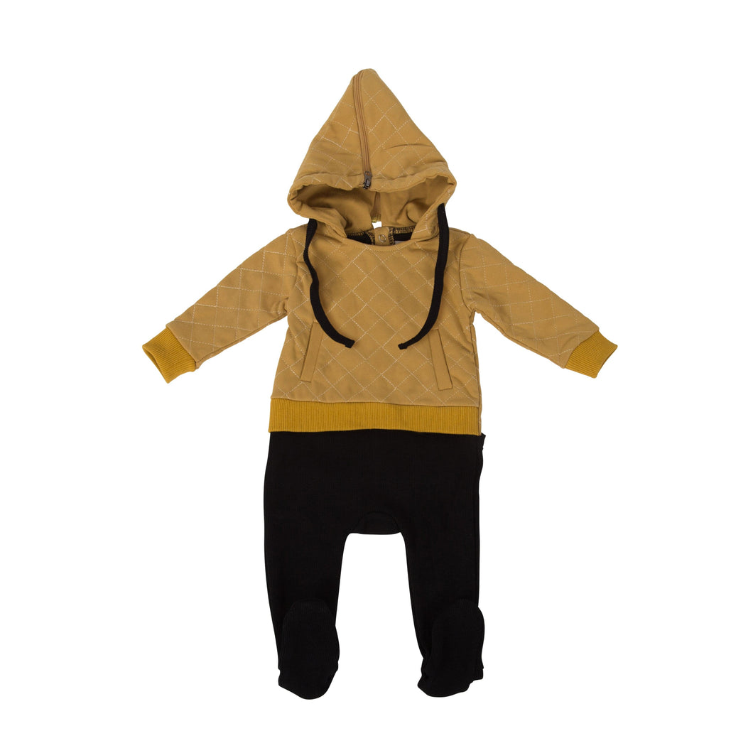 Cadeau Baby Mustard / 6 Months Hooded Footie by Cadeau Baby