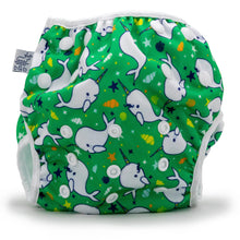 Load image into Gallery viewer, Beau &amp; Belle Littles Narwhals 0-3 years Nageuret  Swim Diaper (Green) by Beau &amp; Belle Littles
