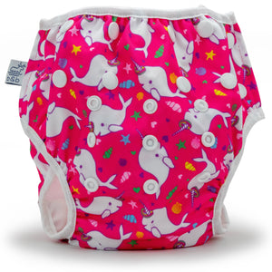 Beau & Belle Littles Narwhals 2-5 years Nageuret Swim Diaper (Hot Pink) by Beau & Belle Littles